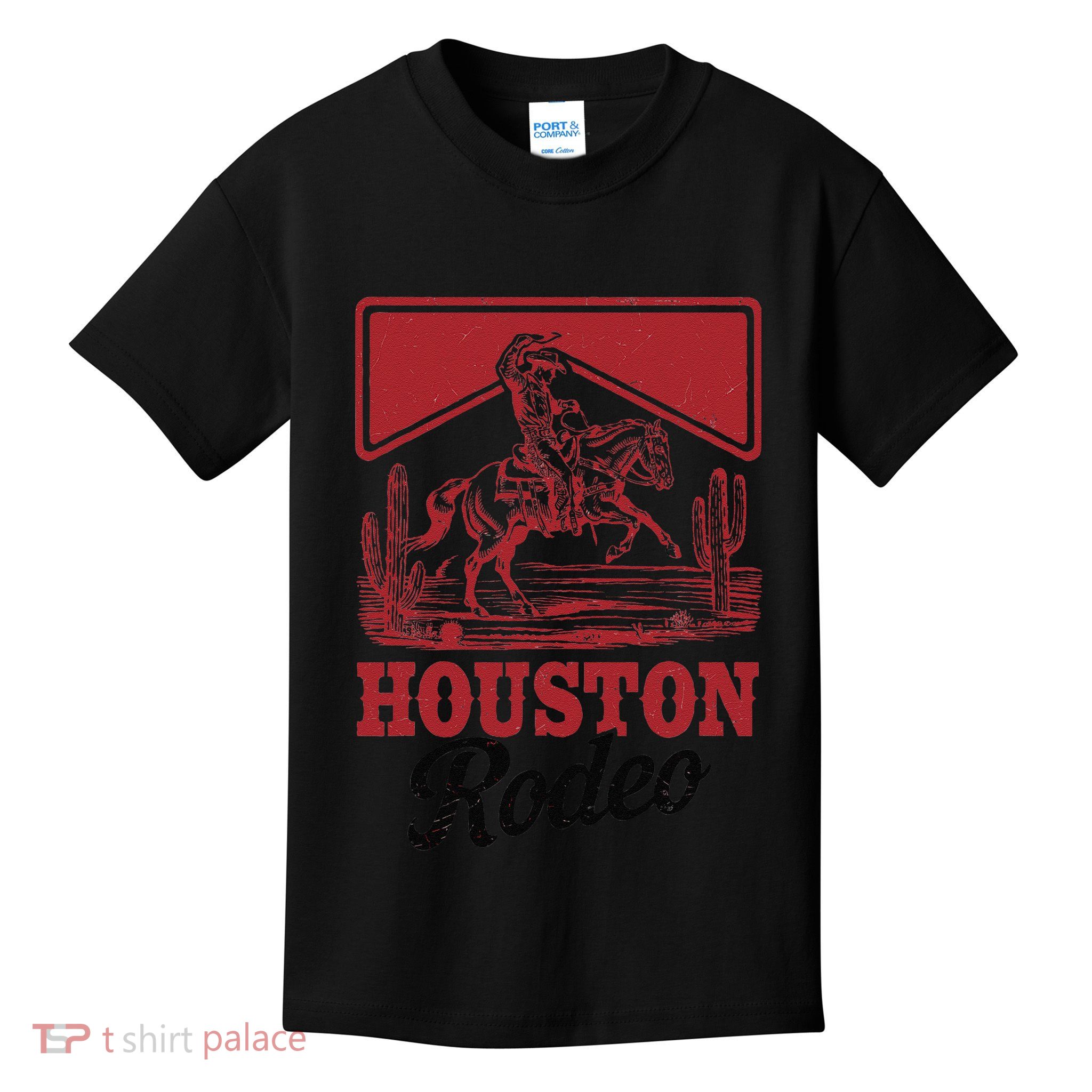 Houston Rodeo Vintage Bronc Horse Riding Cowboy Kids T-Shirt