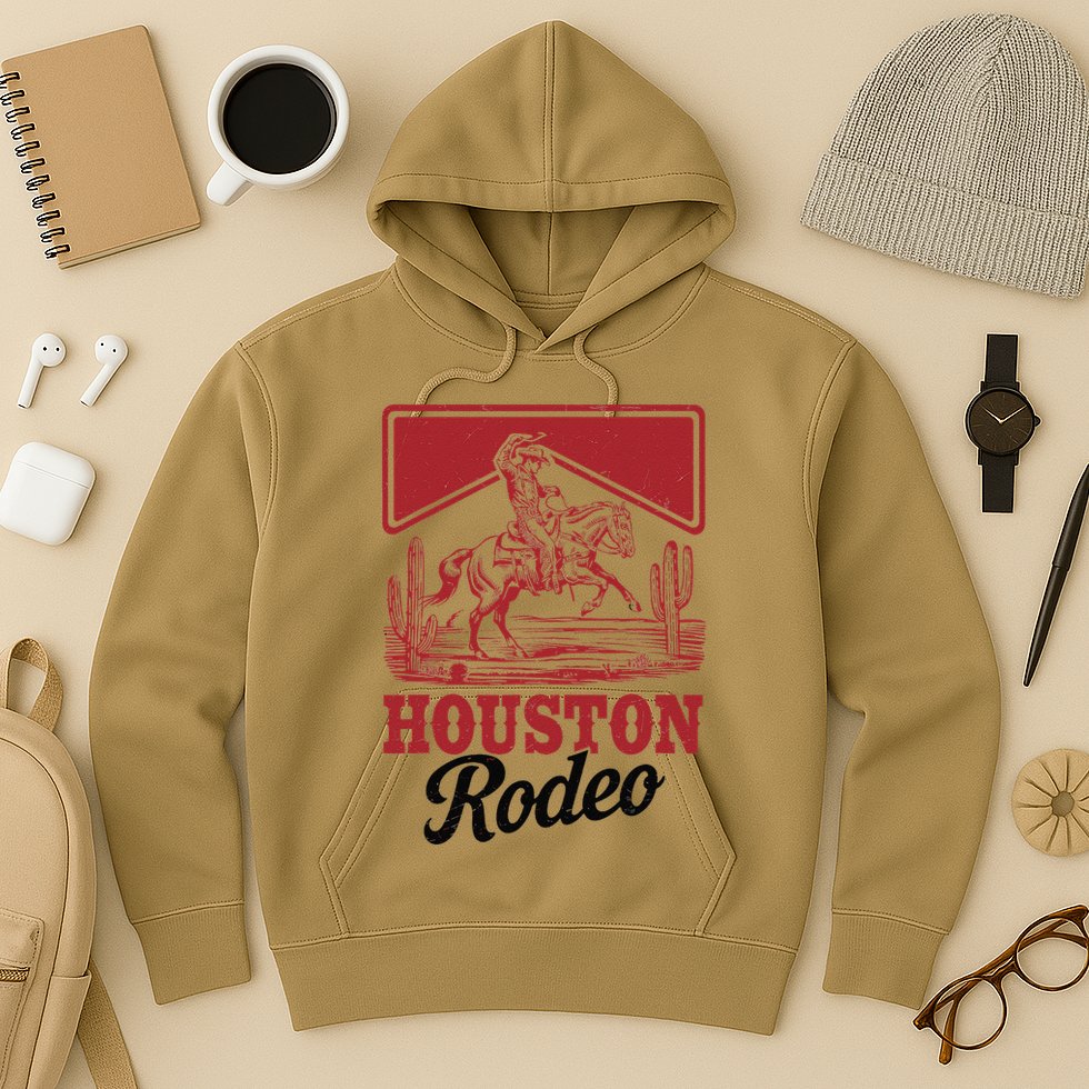 Houston Rodeo Vintage Bronc Horse Riding Cowboy Hoodie
