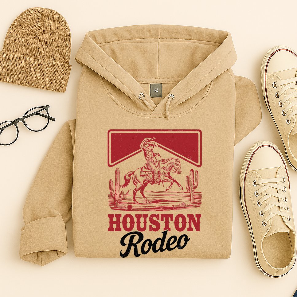 Houston Rodeo Vintage Bronc Horse Riding Cowboy Hoodie