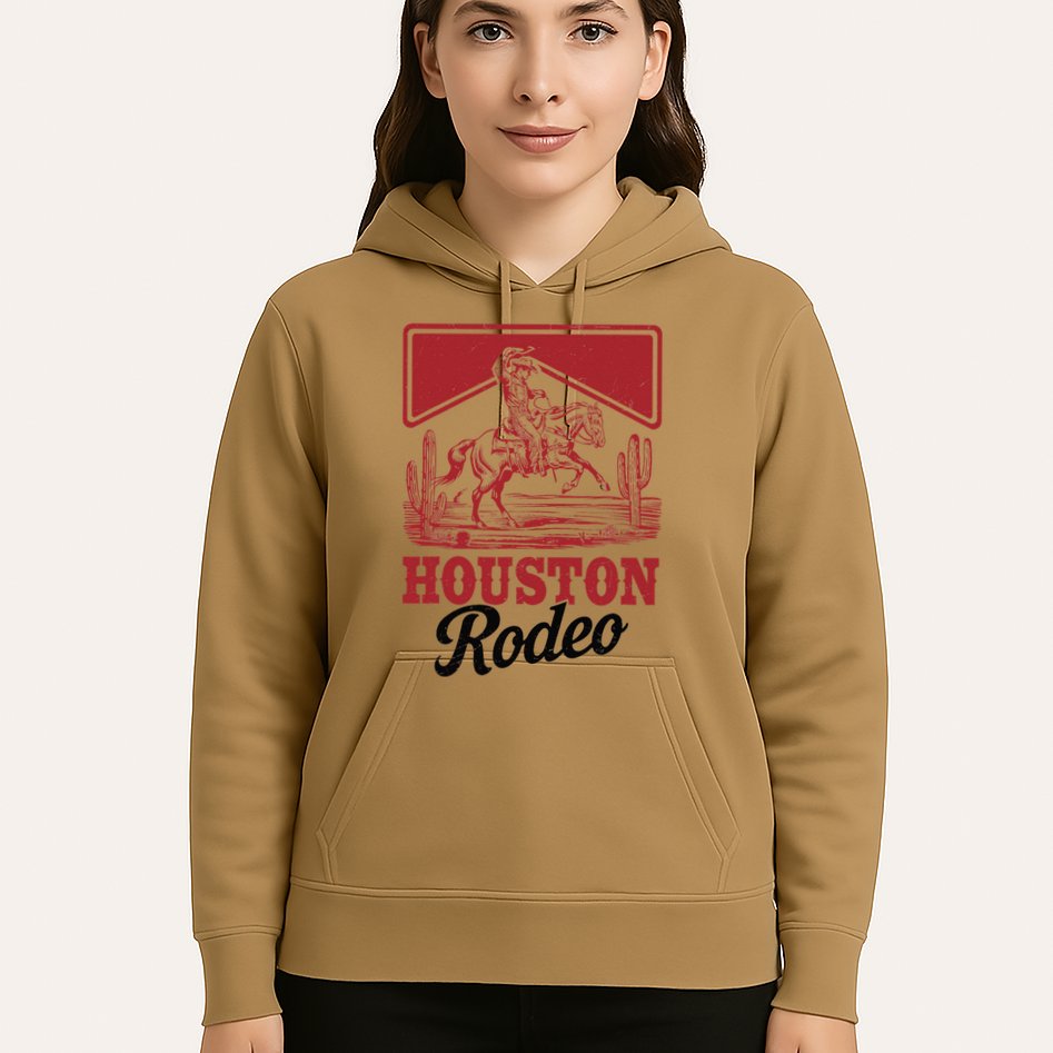 Houston Rodeo Vintage Bronc Horse Riding Cowboy Hoodie