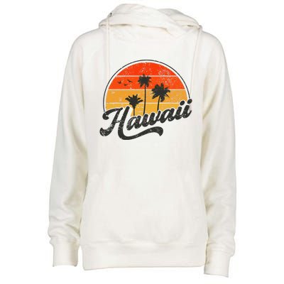 Hawaii Retro Vintage Sunset Womens Funnel Neck Pullover Hood