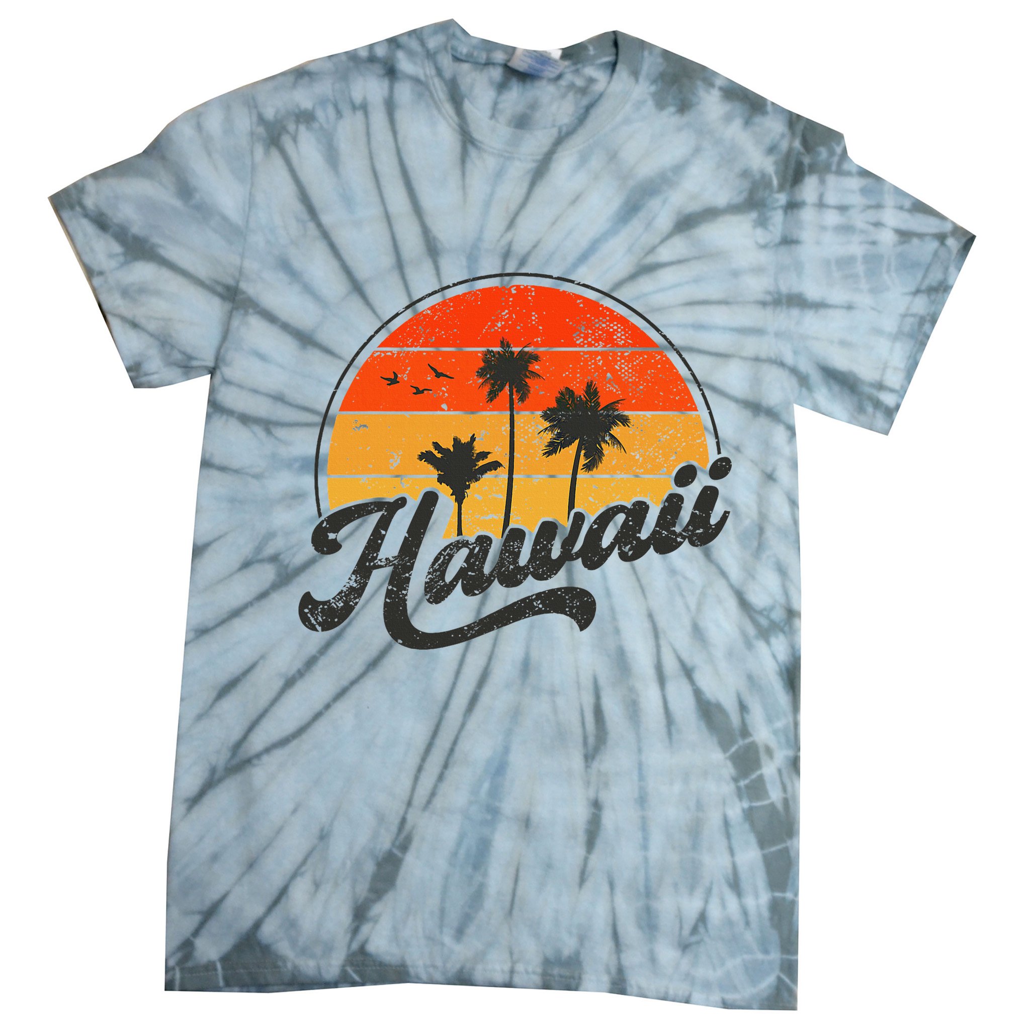 Hawaii Retro Vintage Sunset Tie-Dye T-Shirt