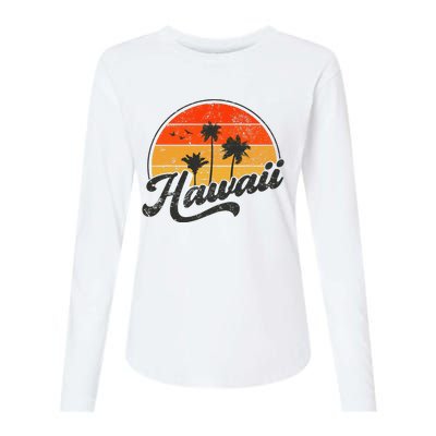 Hawaii Retro Vintage Sunset Womens Cotton Relaxed Long Sleeve T-Shirt