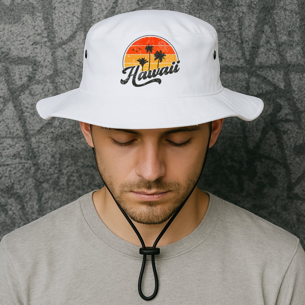 Hawaii Retro Vintage Sunset Bucket Hat