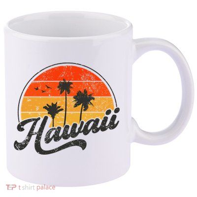 Hawaii Retro Vintage Sunset 11oz C Handle Ceramic Mug
