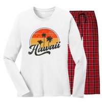 Hawaii Retro Vintage Sunset Women's Long Sleeve Flannel Pajama Set 