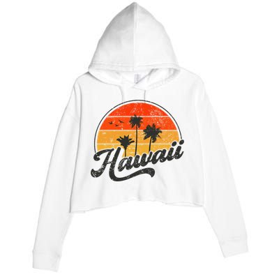 Hawaii Retro Vintage Sunset Crop Fleece Hoodie