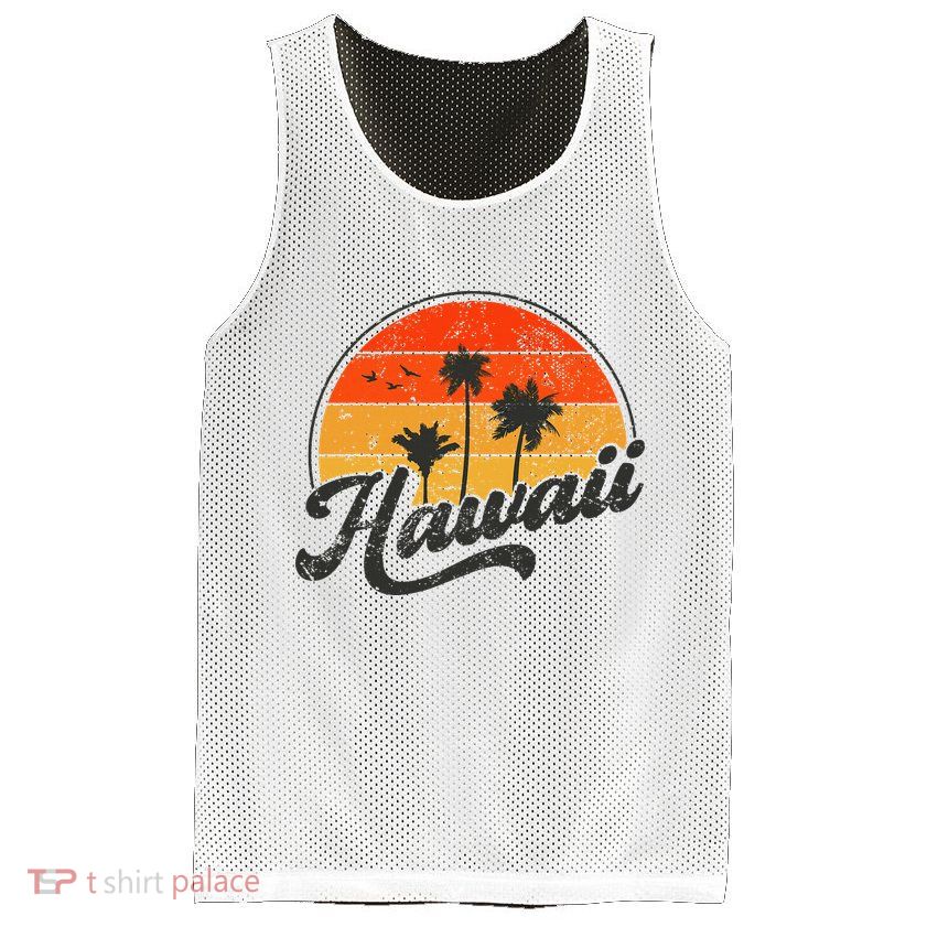 Hawaii Retro Vintage Sunset Mesh Reversible Basketball Jersey Tank
