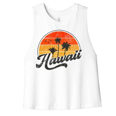 Hawaii Retro Vintage Sunset Women's Racerback Cropped Tank