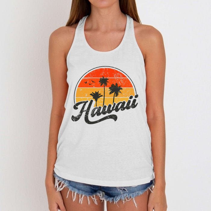 Hawaii Retro Vintage Sunset Women's Knotted Racerback Tank