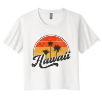 Hawaii Retro Vintage Sunset Women's Crop Top Tee