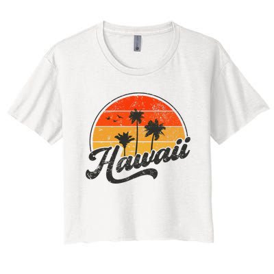 Hawaii Retro Vintage Sunset Women's Crop Top Tee