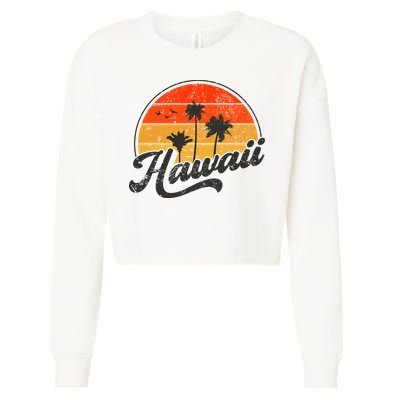 Hawaii Retro Vintage Sunset Cropped Pullover Crew