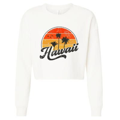 Hawaii Retro Vintage Sunset Cropped Pullover Crew