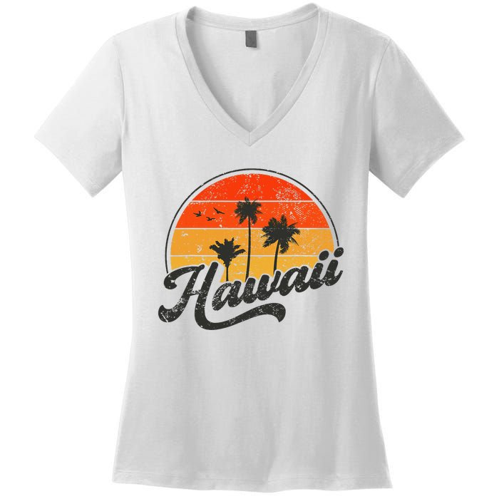 Hawaii Retro Vintage Sunset Women's V-Neck T-Shirt