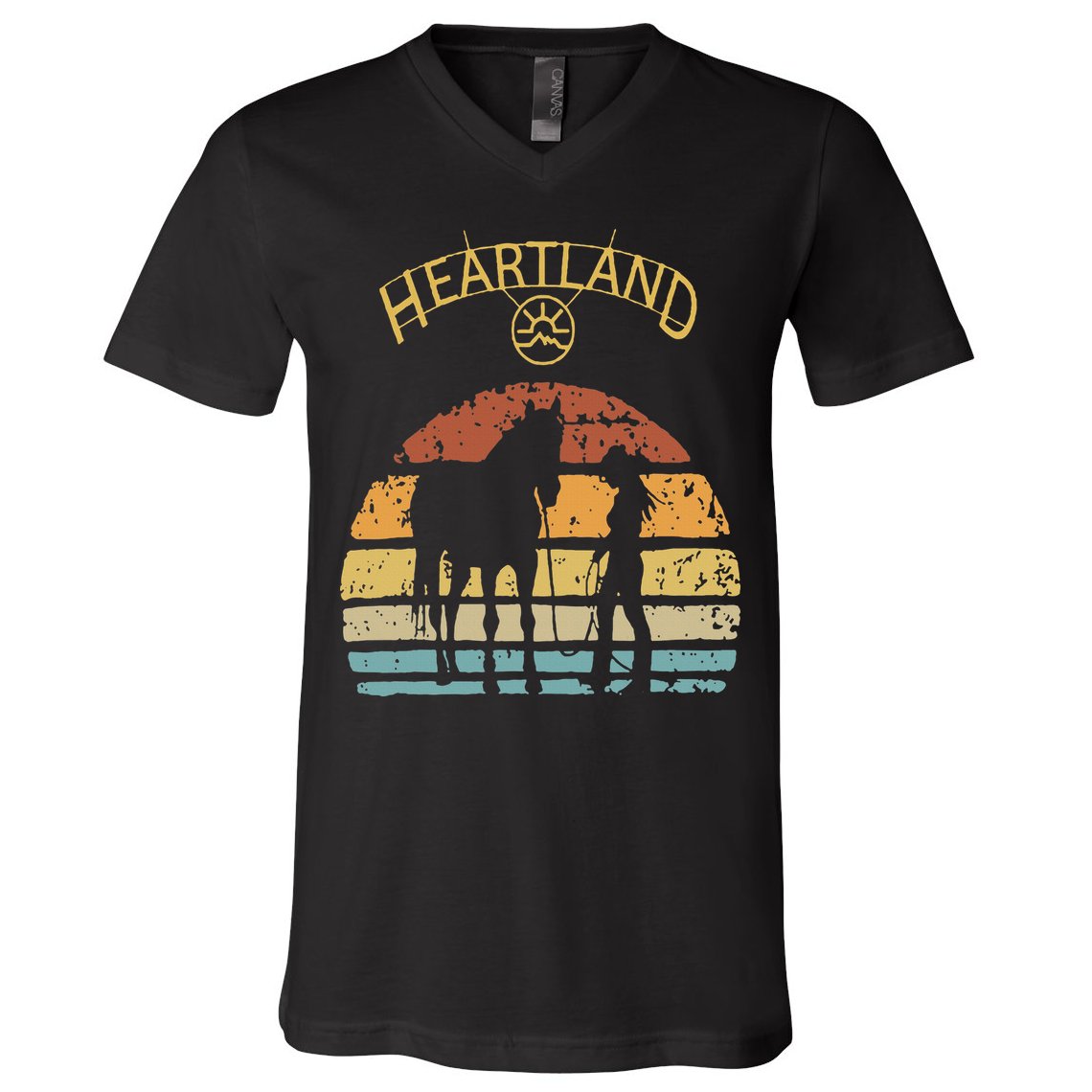Heartland Retro Vintage Sunset V-Neck T-Shirt