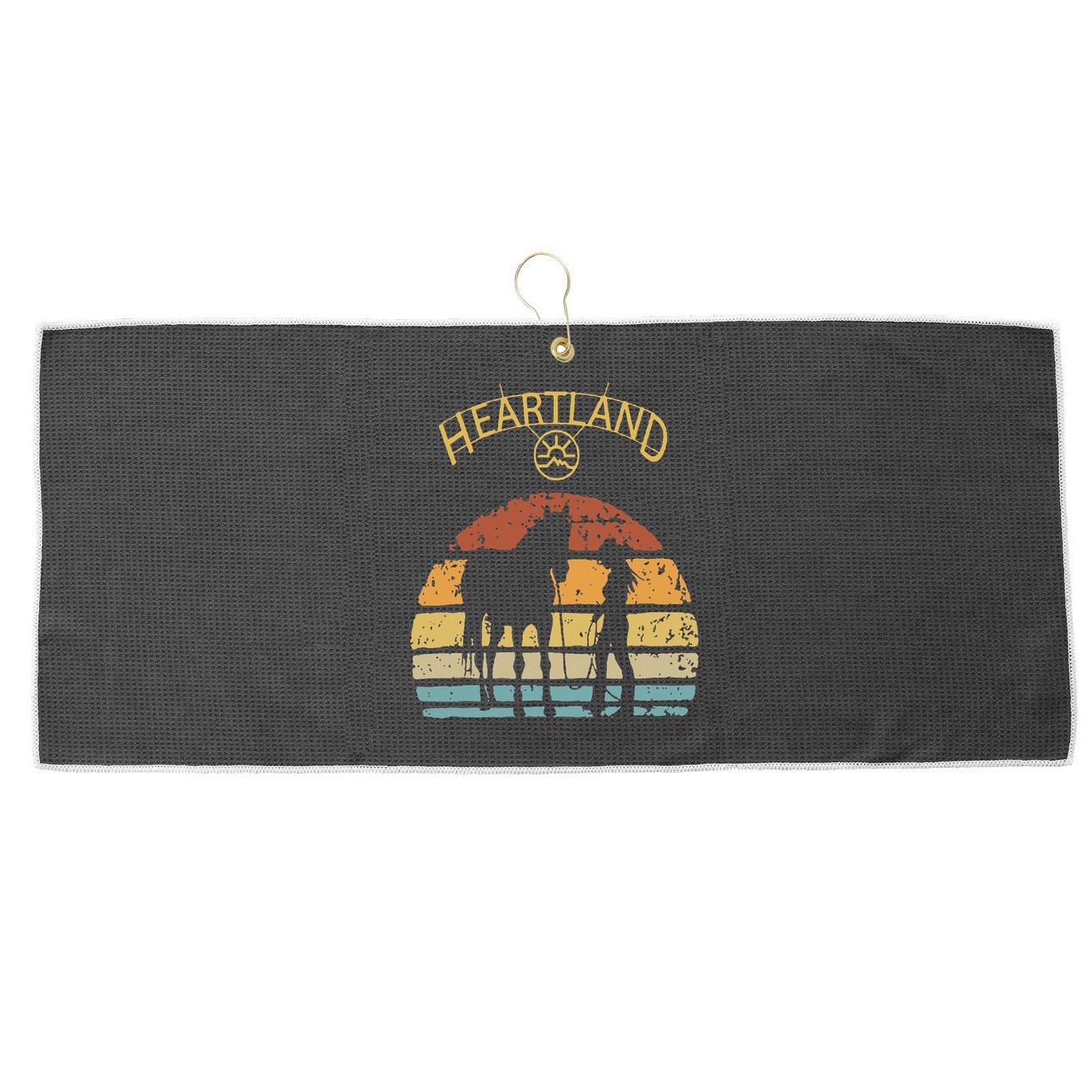 Heartland Retro Vintage Sunset Large Microfiber Waffle Golf Towel
