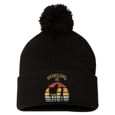 Heartland Retro Vintage Sunset Pom Pom 12in Knit Beanie
