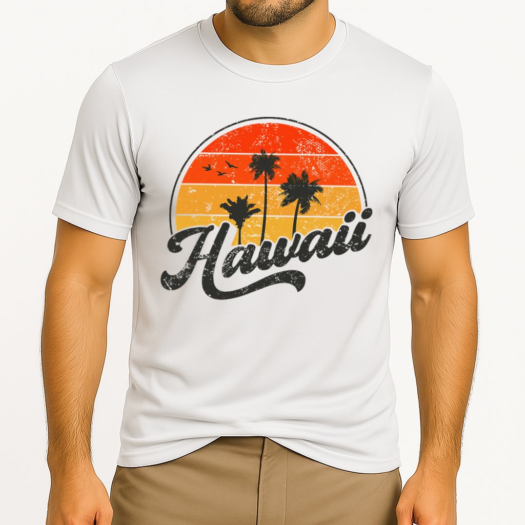 Hawaii Retro Vintage Sunset Cooling Performance Crew T-Shirt