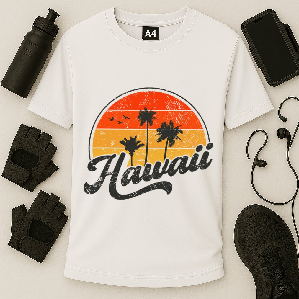 Hawaii Retro Vintage Sunset Cooling Performance Crew T-Shirt