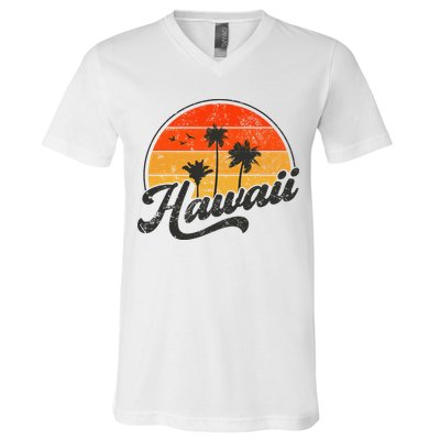 Hawaii Retro Vintage Sunset V-Neck T-Shirt