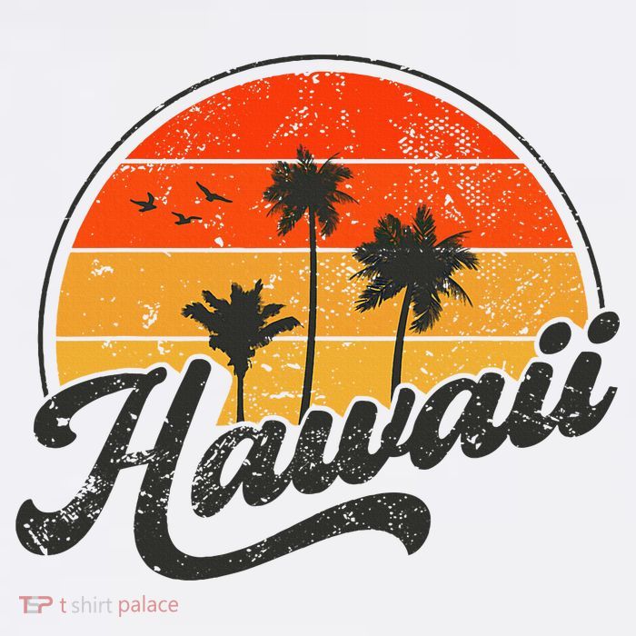 Hawaii Retro Vintage Sunset Flatbill Hat