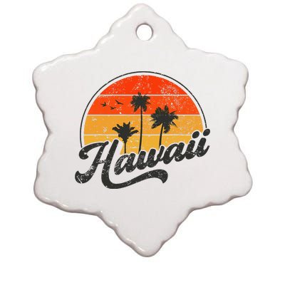 Hawaii Retro Vintage Sunset Ceramic Star Ornament