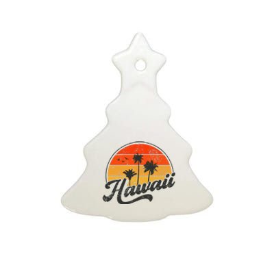 Hawaii Retro Vintage Sunset Ceramic Tree Ornament