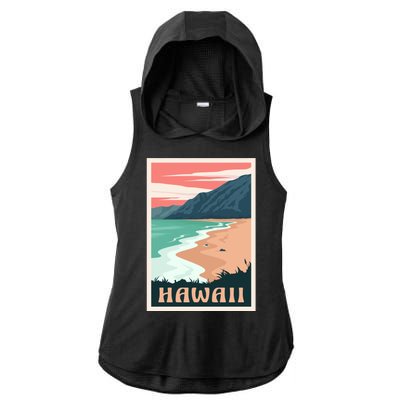 Hawaii Retro Vintage Ladies PosiCharge Tri-Blend Wicking Draft Hoodie Tank