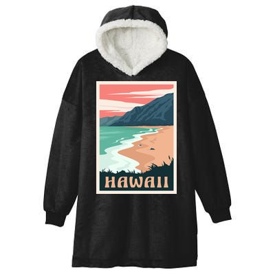 Hawaii Retro Vintage Hooded Wearable Blanket