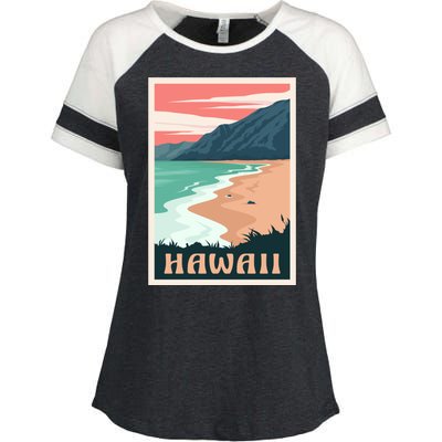 Hawaii Retro Vintage Enza Ladies Jersey Colorblock Tee