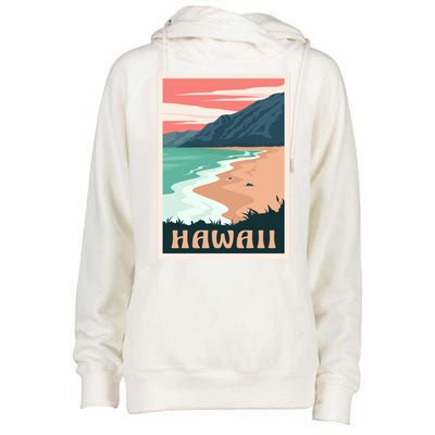 Hawaii Retro Vintage Womens Funnel Neck Pullover Hood