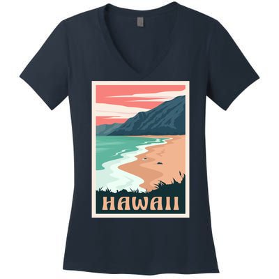 Hawaii Retro Vintage Women's V-Neck T-Shirt