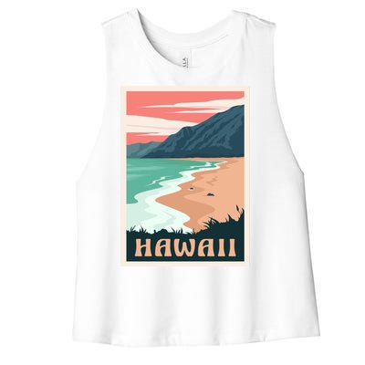 Hawaii Retro Vintage Women's Racerback Cropped Tank