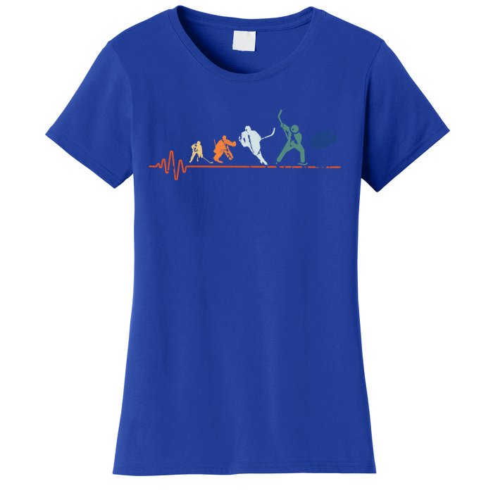 Heartbeat Retro Vintage Ice Hockey Funny Gift Women's T-Shirt