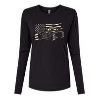 Hot Rod Vintage Us Flag Classic Muscle Car Patriotic Womens Cotton Relaxed Long Sleeve T-Shirt