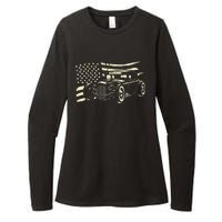 Hot Rod Vintage Us Flag Classic Muscle Car Patriotic Womens CVC Long Sleeve Shirt