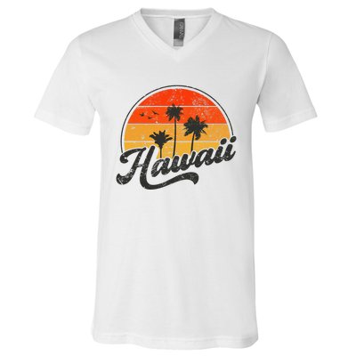 Hawaii Retro Vintage Sunset V-Neck T-Shirt