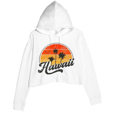 Hawaii Retro Vintage Sunset Crop Fleece Hoodie