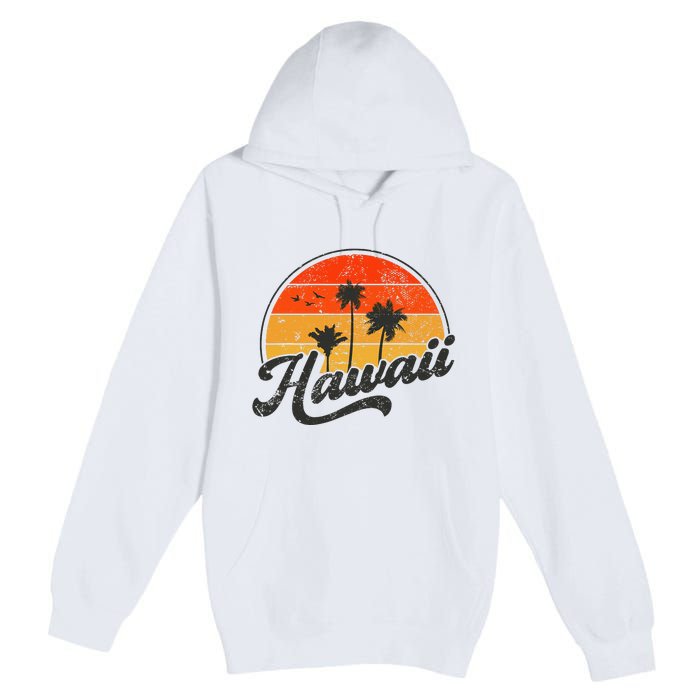 Hawaii Retro Vintage Sunset Premium Pullover Hoodie