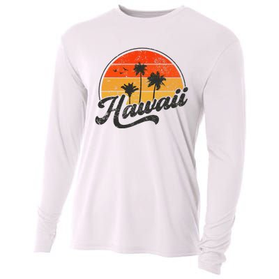 Hawaii Retro Vintage Sunset Cooling Performance Long Sleeve Crew