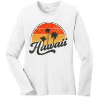 Hawaii Retro Vintage Sunset Ladies Long Sleeve Shirt