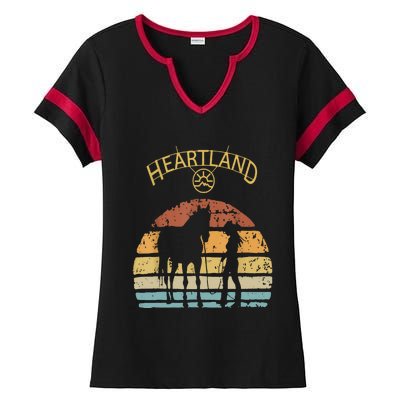 Heartland Retro Vintage Sunset Ladies Halftime Notch Neck Tee