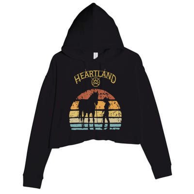 Heartland Retro Vintage Sunset Crop Fleece Hoodie