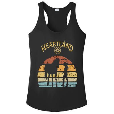 Heartland Retro Vintage Sunset Ladies PosiCharge Competitor Racerback Tank