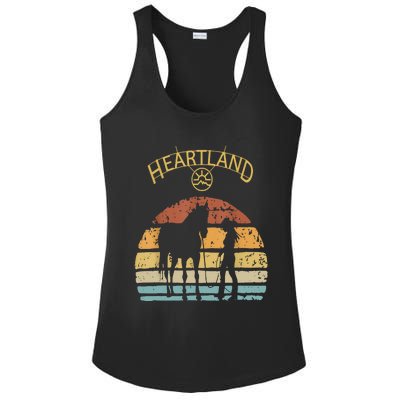 Heartland Retro Vintage Sunset Ladies PosiCharge Competitor Racerback Tank