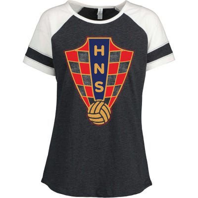 Hrvatska Croatia Croatian National Soccer Enza Ladies Jersey Colorblock Tee