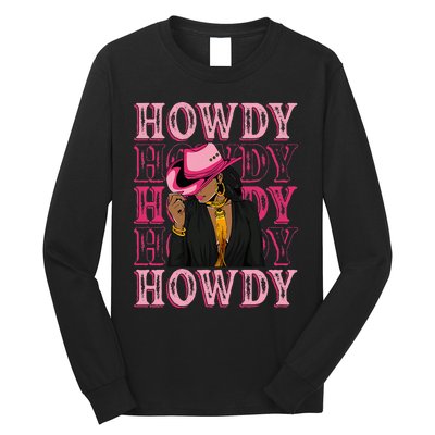 Howdy Retro Western Black Cowgirl African American Long Sleeve Shirt