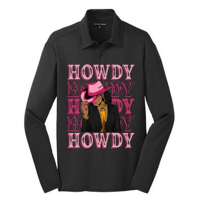 Howdy Retro Western Black Cowgirl African American Silk Touch Performance Long Sleeve Polo