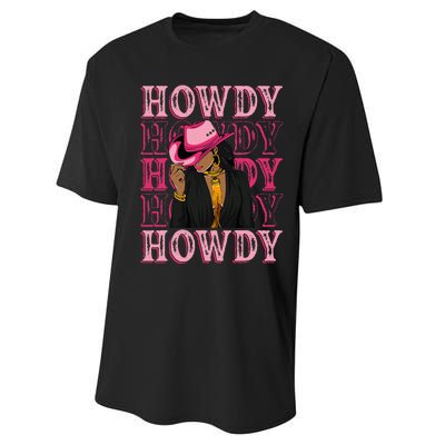 Howdy Retro Western Black Cowgirl African American Performance Sprint T-Shirt